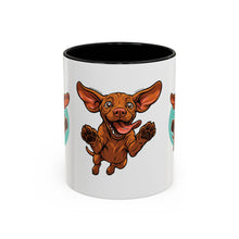 Load image into Gallery viewer, Happy Vizsla Coffee Mug – Cute Jumping V Puppy Accent Mug 11oz

