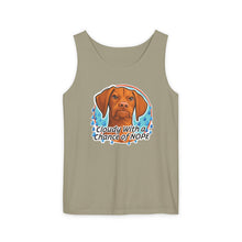 Load image into Gallery viewer, Cloudy With a Chance of Nope Dog Tank Top | Vizsla vs Rain Illustration
