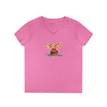 Load image into Gallery viewer, Cute Vizsla Illustration Ladies V-Neck T-Shirt
