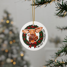 Load image into Gallery viewer, Ceramic Ornament - "My First Christmas 2025" Puppy Wreath Holiday Keepsake

