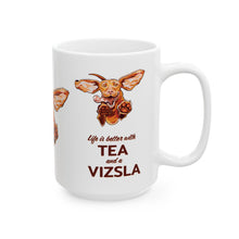 Load image into Gallery viewer, Vizsla Lover Mug - Cute Tongue-Out Hungarian Vizsla Dog Ceramic Tea and Coffee Cup (11oz/15oz)
