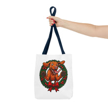 Load image into Gallery viewer, Festive Dog Tote Bag: Christmas Gift for Pet Lovers, Holiday Shopping, Eco-Friendly Reusable Bag, Cute Dog Design, Animal Lover Tote
