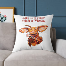 Load image into Gallery viewer, Vizsla Love Square Throw Pillow | Decorative Cushion, Dog Lover Gift, Home Decor, Pet Owner Accent, Life is Better with a Vizsla
