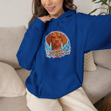Load image into Gallery viewer, 'Cloudy With A Chance Of NOPE'  Vizsla Dog Portrait Hoodie
