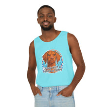 Load image into Gallery viewer, Cloudy With a Chance of Nope Dog Tank Top | Vizsla vs Rain Illustration
