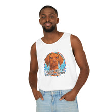 Load image into Gallery viewer, Cloudy With a Chance of Nope Dog Tank Top | Vizsla vs Rain Illustration
