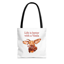 Load image into Gallery viewer, Life is Better with a Vizsla Tote Bag | Dog Lover Puppy Illustration
