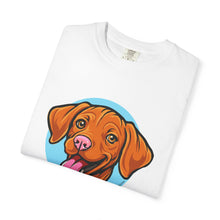 Load image into Gallery viewer, Smiling Happy Vizsla Puppy Lover T-shirt, Unisex Pet Apparel, Gift for Vizsla Owners, Fun V T-Shirt, Casual Wear for Vizsla Dog Dad
