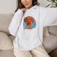 Load image into Gallery viewer, 'Cloudy With A Chance Of NOPE'  Vizsla Dog Portrait Hoodie

