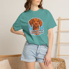 Load image into Gallery viewer, Cloudy With a Chance of NOPE Dog Face T-shirt | Vizsla Weather Tee
