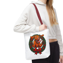 Load image into Gallery viewer, Festive Dog Tote Bag: Christmas Gift for Pet Lovers, Holiday Shopping, Eco-Friendly Reusable Bag, Cute Dog Design, Animal Lover Tote
