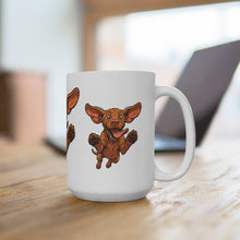 Load image into Gallery viewer, Happy Jumping Vizsla Dog Mug | Cute V Puppy Illustration, Ceramic 15oz
