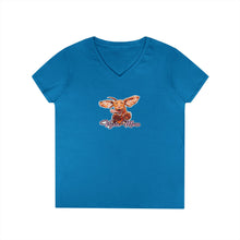 Load image into Gallery viewer, Cute Vizsla Illustration Ladies V-Neck T-Shirt
