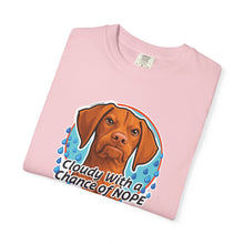 Load image into Gallery viewer, Cloudy With a Chance of NOPE Dog Face T-shirt | Vizsla Weather Tee
