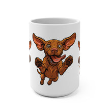 Load image into Gallery viewer, Happy Jumping Vizsla Dog Mug | Cute V Puppy Illustration, Ceramic 15oz
