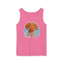 Load image into Gallery viewer, Cloudy With a Chance of Nope Dog Tank Top | Vizsla vs Rain Illustration
