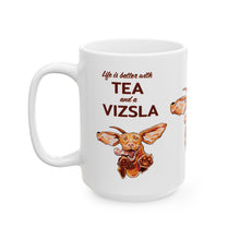 Load image into Gallery viewer, Vizsla Lover Mug - Cute Tongue-Out Hungarian Vizsla Dog Ceramic Tea and Coffee Cup (11oz/15oz)
