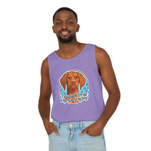Load image into Gallery viewer, Cloudy With a Chance of Nope Dog Tank Top | Vizsla vs Rain Illustration
