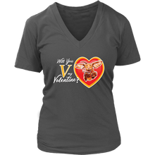 Load image into Gallery viewer, Will You V My Valentine?  Super Vizsla Womens V-Neck
