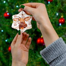 Load image into Gallery viewer, Vizsla Christmas ornament being held by a woman&#39;s hands
