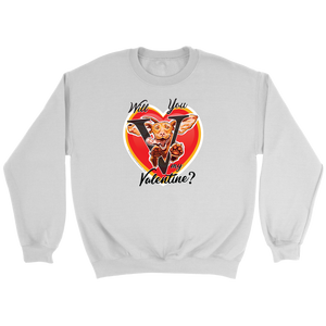 Will You V My Valentine? Super Vizsla Crewneck Sweatshirt