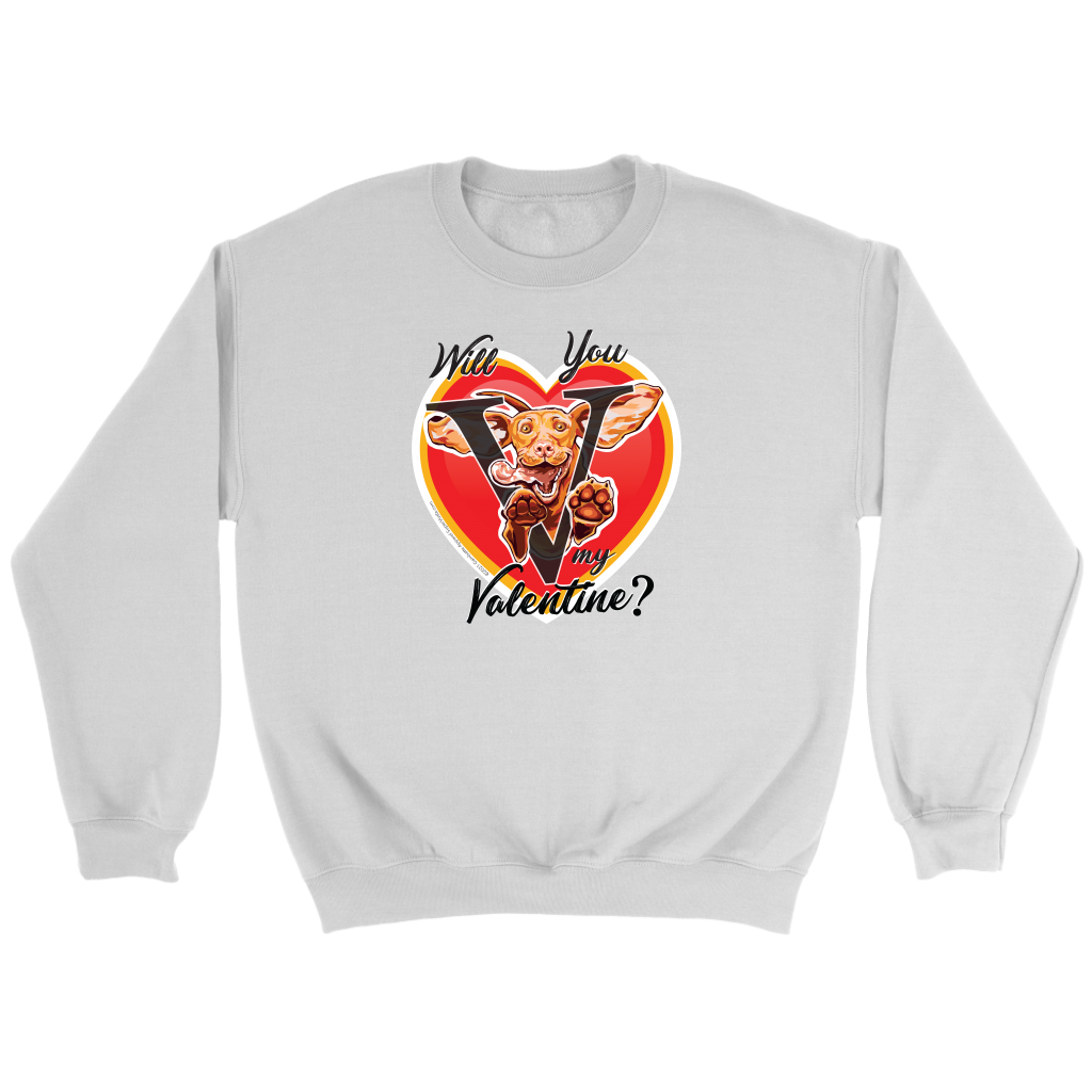 Will You V My Valentine? Super Vizsla Crewneck Sweatshirt