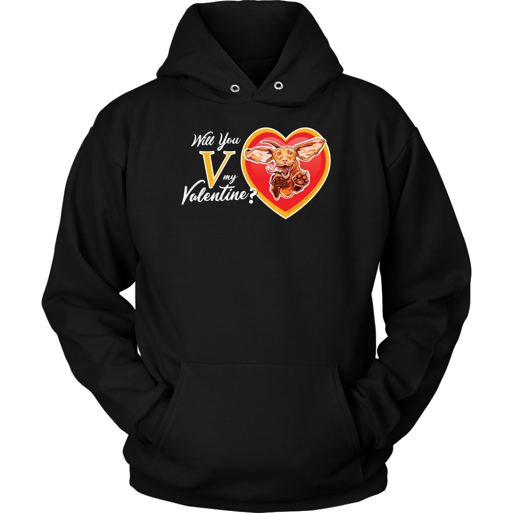Will You V My Valentine? Super Vizsla Unisex Hoodie