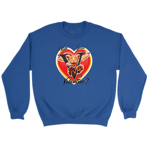 Will You V My Valentine? Super Vizsla Crewneck Sweatshirt