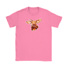 Load image into Gallery viewer, a womens pink tee with our original Super Vizsla dog design
