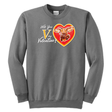 Load image into Gallery viewer, Will You V My Valentine? Youth Crewneck Sweatshirt
