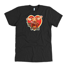 Load image into Gallery viewer, The &quot;I love my Vizsla&quot; design on the front of a quality men&#39;s black t-shirt
