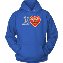 Load image into Gallery viewer, Will You V My Valentine? Super Vizsla Unisex Hoodie
