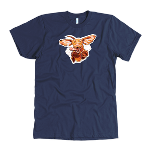 front view of a  men's navy blue t-shirt featuring the original Super Vizsla design 