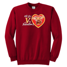 Load image into Gallery viewer, Will You V My Valentine? Youth Crewneck Sweatshirt
