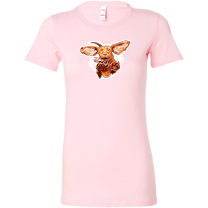 a pink Bella women's t-shirt with the original super vizsla dog design