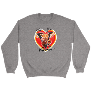 Will You V My Valentine? Super Vizsla Crewneck Sweatshirt