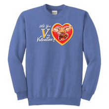 Load image into Gallery viewer, Will You V My Valentine? Youth Crewneck Sweatshirt
