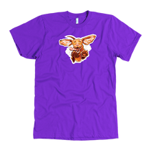 Load image into Gallery viewer, front view of a  men&#39;s purple t-shirt featuring the original Super Vizsla design 
