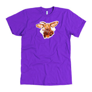 front view of a  men's purple t-shirt featuring the original Super Vizsla design 