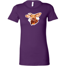 Load image into Gallery viewer, a purple Bella women&#39;s t-shirt with the original super vizsla dog design
