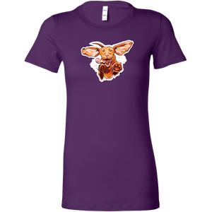 a purple Bella women's t-shirt with the original super vizsla dog design