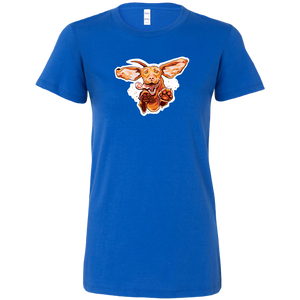 a royal Bella women's t-shirt with the original super vizsla dog design