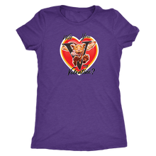 Load image into Gallery viewer, Will you V my Valentine? Women&#39;s purple shirt by super vizsla
