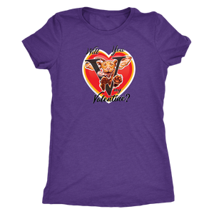 Will you V my Valentine? Women's purple shirt by super vizsla