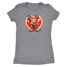 Load image into Gallery viewer, Will you V my Valentine? Women&#39;s  grey shirt by super vizsla
