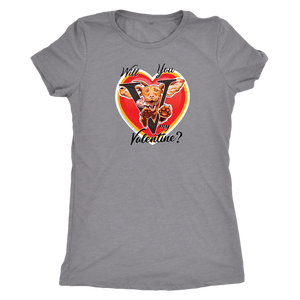 Will you V my Valentine? Women's  grey shirt by super vizsla