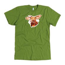 Load image into Gallery viewer, front view of a  men&#39;s lime green t-shirt featuring the original Super Vizsla design 
