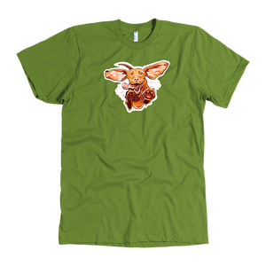 front view of a  men's lime green t-shirt featuring the original Super Vizsla design 