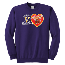 Load image into Gallery viewer, Will You V My Valentine? Youth Crewneck Sweatshirt
