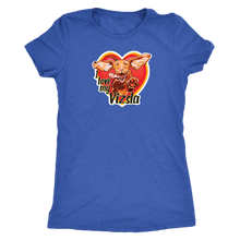 Load image into Gallery viewer,  a women&#39;s blue t-shirt featuring the I love my Vizsla design on the front
